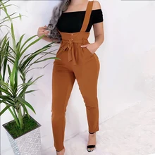*#Best Price Women Autumn Streetwear Long Pants Bandage Design Button Pockets High Waist Pencil Pants Lady Slim Hips Shoulder Straps Trousers *#Best Price Women Autumn Streetwear Long Pants Bandage Design Button Pockets High Waist Pencil Pants Lady Slim Hips Shoulder Straps Trousers