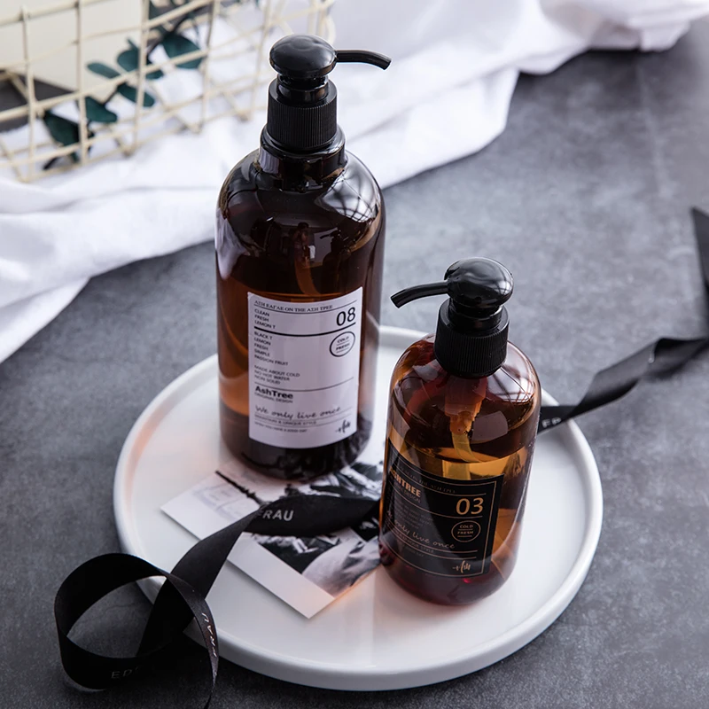 250/500ml Nordic Style Brown Bath Refillable Bottle Shower Gel Shampoo Press Bottle Shower Gel Refillable Bath Storage Bottles refillable bottle refillable plastic bottles