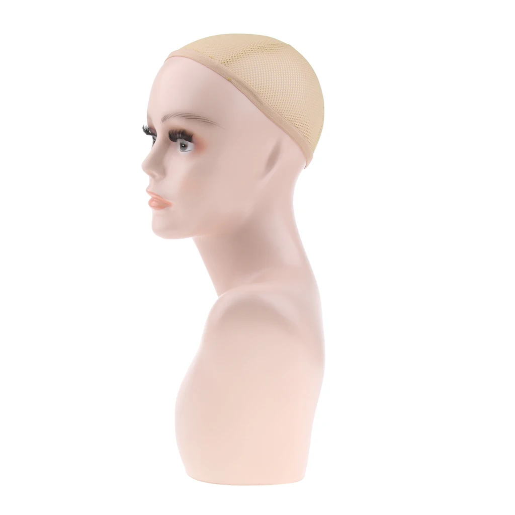 1 Piece Bald Female Mannequin Head, Scarf Hat Cap Wigs Glasses Display Model Head With Wig Net Cap, White Skin