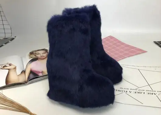 As Pic Зимние сапоги; женские теплые сапоги до середины икры; Bota Feminina; Botines Mujer Chic stivali donna Leopard Botas Mujer; женская обувь на танкетке - Цвет: As Pic