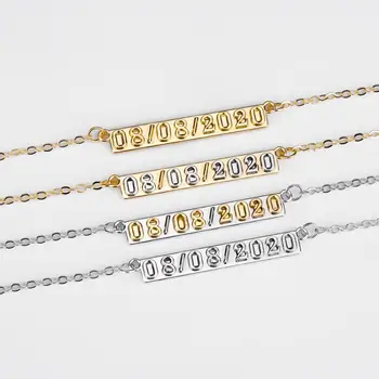 

Customized Fashion Birthday Necklace Personalized Gold Color Choker Necklace Birth Year Pendant for Women Men DIY Birthday Gift