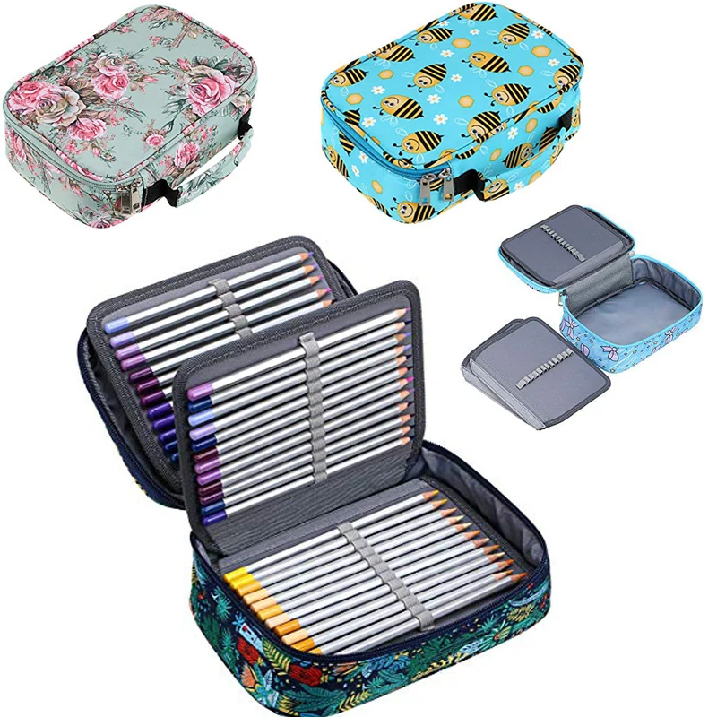 Pencil Case 72 Holes for School Pen Box Cute Bee Cartridge Kawaii Girl Boy Monkey Big Pencilcase Korean Penal Bag Stationery Kit for pencil cases