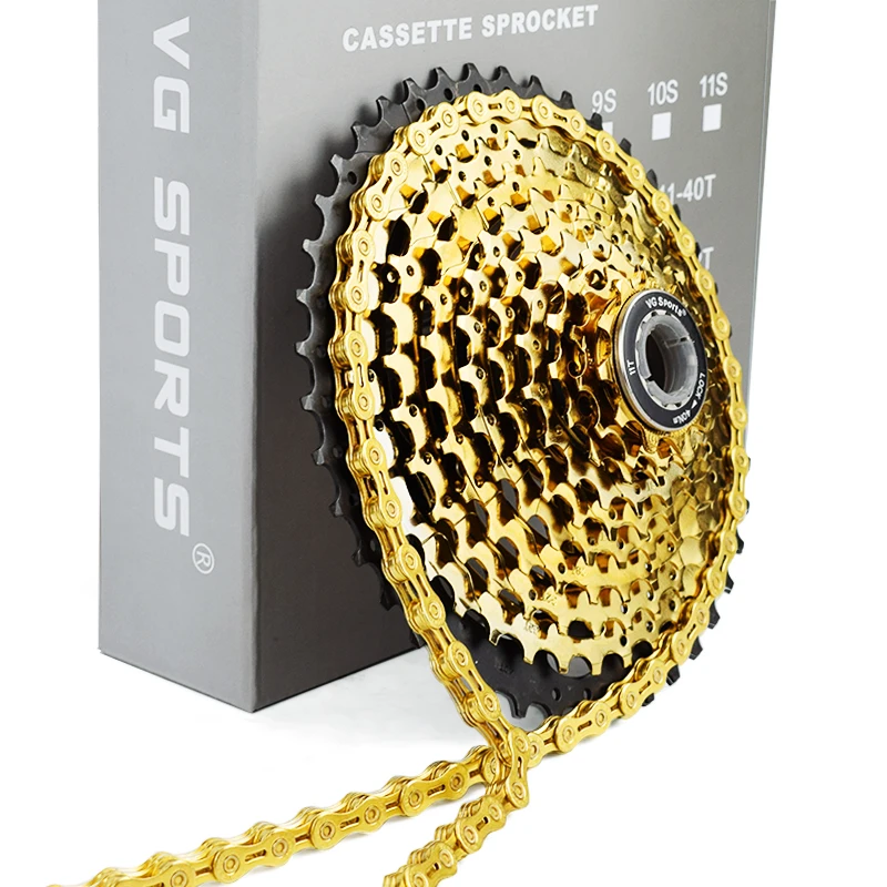 Cheap VG Sports 8 9 10 11 speed Bicycle chain silver bike chain half full hollow mountain road bike chains ultralight 116L gold 10s 4