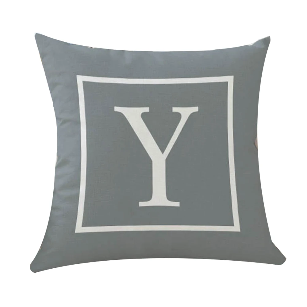 Y Meijuner Cushion Cover Grey 26 English Alphabet Throw Pillowcase Single-sided Printing Pillowcase For Hotel Coffee Home Decor - Цвет: Y