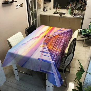 

3D Landscape Tablecloth Waterproof Oil-proof Thicken Polyester Table Cover Rectangular Wedding Table Cloth Textile