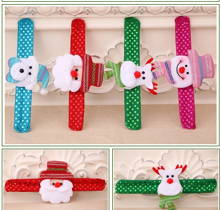 Christmas Patting Circle Bracelet Watch Santa Claus Snowman Deer New Year Party Toy Wrist Decoration Xmas Children Gift