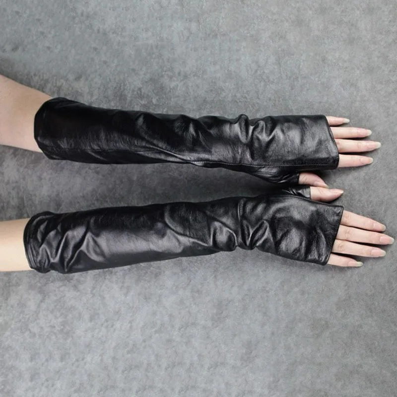 TWOTWINSTYLE, женские перчатки из искусственной кожи, черные длинные перчатки с рюшами, Женские аксессуары, мода