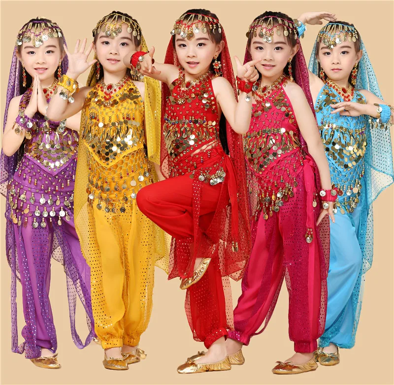 

2020 Trajes de danza del vientre hechos a mano para niсas Bollywood actuaciуn India para niсos danza del vientre clothing