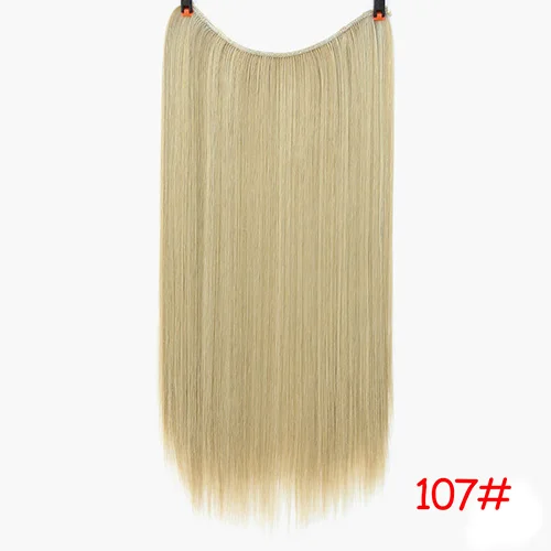 WEILAI невидимая проволока без зажимов для наращивания волос потайная Рыбная линия шиньоны шелковистые прямые настоящие натуральные синтетические головные уборы волосы на заколках накладные волосы для наращивания - Цвет: YX01-107