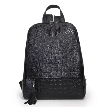 

Male Travel Backpack Men Laptop Backpack bag Genuine Leather Crocodile Pattern Cowhide Pouch Fashion Rucksack School Bag Men