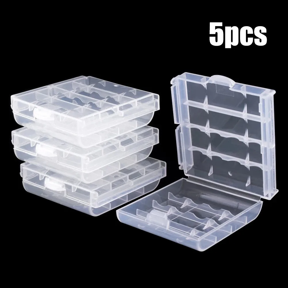 5pcs Hard Plastic Battery Storage Boxes Case Holder Storage Box Cover