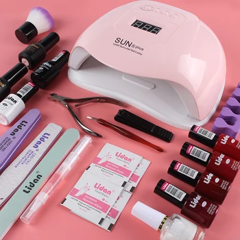 

Lidan 1 Set Nail Polish 120W Led UV Nail Lamp Machine for Nail Tools Kit Nails Art Electric Manicure Set Base Primer Cat Eye Gel