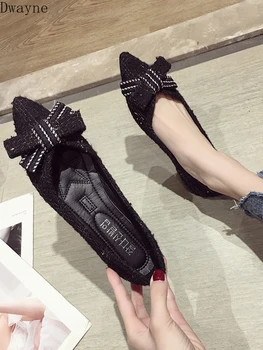 

Net red single shoes female 2019 spring models wild pointed shallow mouth bow flat bottom scoop shoes fashion peas shoes tide