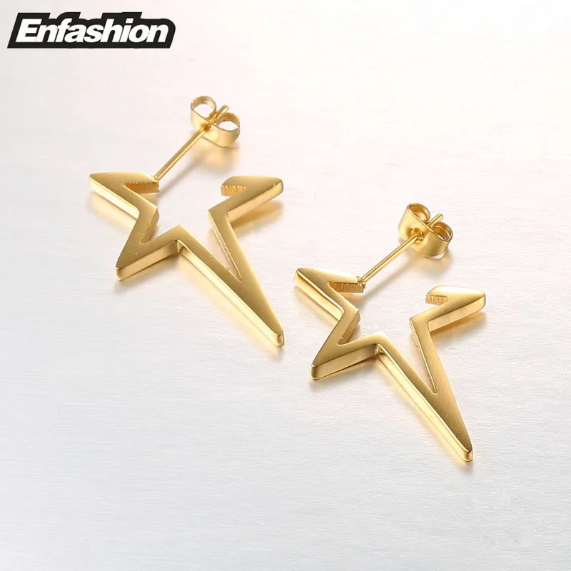 Enfashion Star серьги панковские гвоздики цвета розового золота из нержавеющей стали