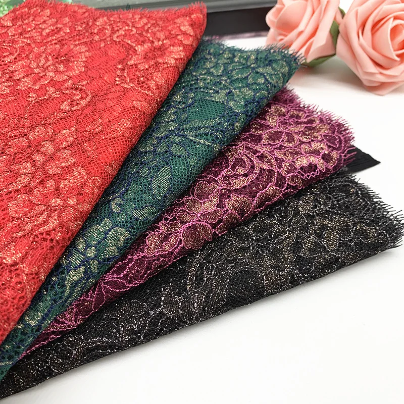 3y/lot Width 24.50cm 4 Colors Shimmer Eyelash Lace Trim Foil Skirt Hem For Dress Sewing Applique Costume Dress Fabric Lace Bjd 2
