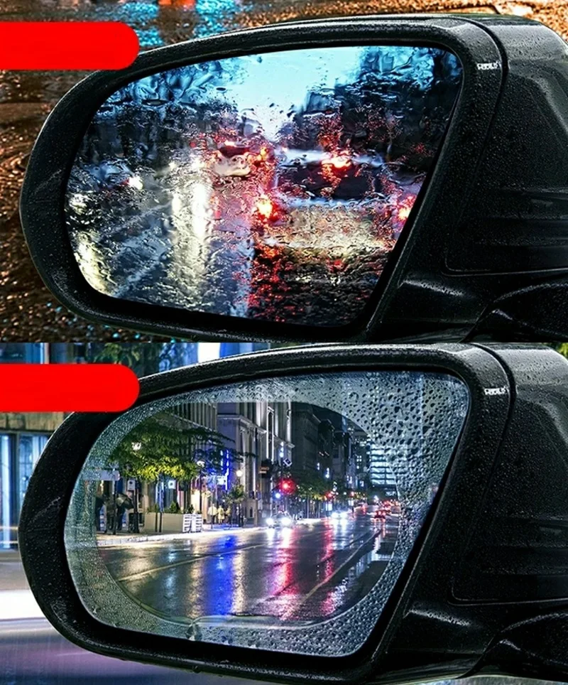 2PCS/set Rainproof Waterproof Car Accessories Car Mirror Window Clear Film Membrane Anti Fog Anti-glare Sticker Driving Safety