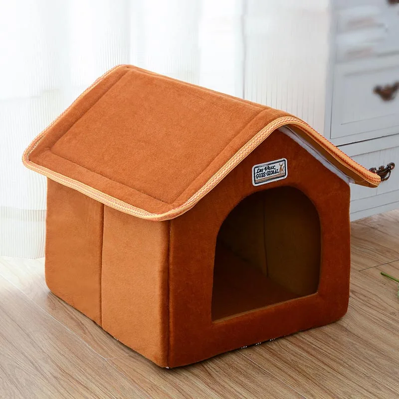 Pet Dog House Foldable Bed With Mat Soft Winter Warm Dog Puppy Sofa Cushion House Kennel Nest Dog Cat Bed For Small Medium Dogs