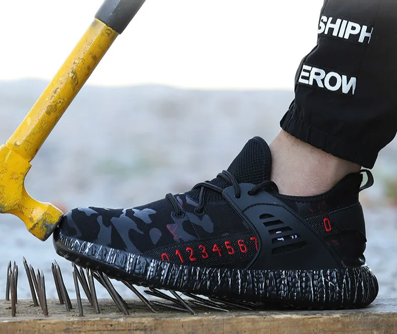 Мужская Рабочая обувь со стальным носком; Повседневные Дышащие уличные кроссовки; ботинки с защитой от проколов; удобные промышленные ботинки; X12-54