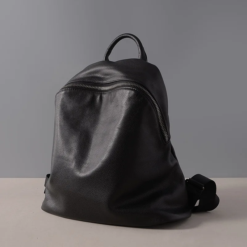 

BJYL Soft leather shoulder bag large capacity female leather new simple wild travel first layer of leather backpack