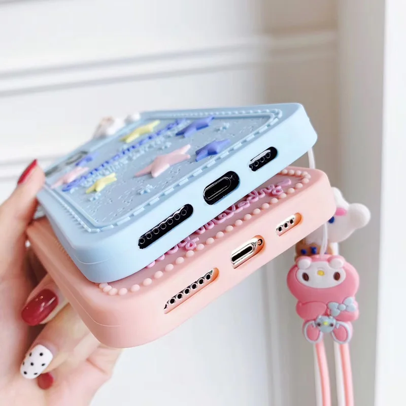 Модный японский 3D мультфильм Мелодия Cinnamoroll чехол для телефона для iPhone 11 Pro X XS Max XR 6 6S 7 8 Plus силикагель чехол с ремешком