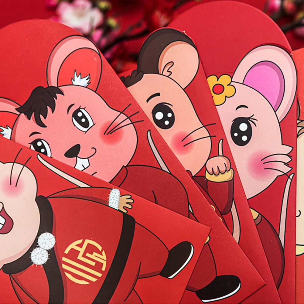 

6 Pcs Chinese Lucky Money Bag Red Pocket Envelope For New Year Wedding Children's Red Envelope New Year's Greetings China Style
