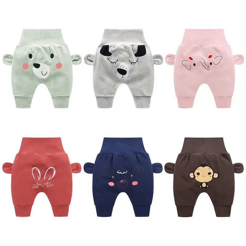 3-24 Months Baby Boys Girl Cartoon High Waist Protection Belly Trousers Spring Autumn