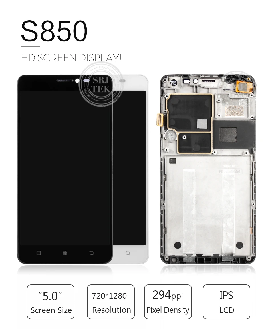 SRJTEK для lenovo S850 ЖК-дисплей для lenovo S850 дисплей сенсорный экран матрица дигитайзер сенсор стекло с рамкой для lenovo S850T экран