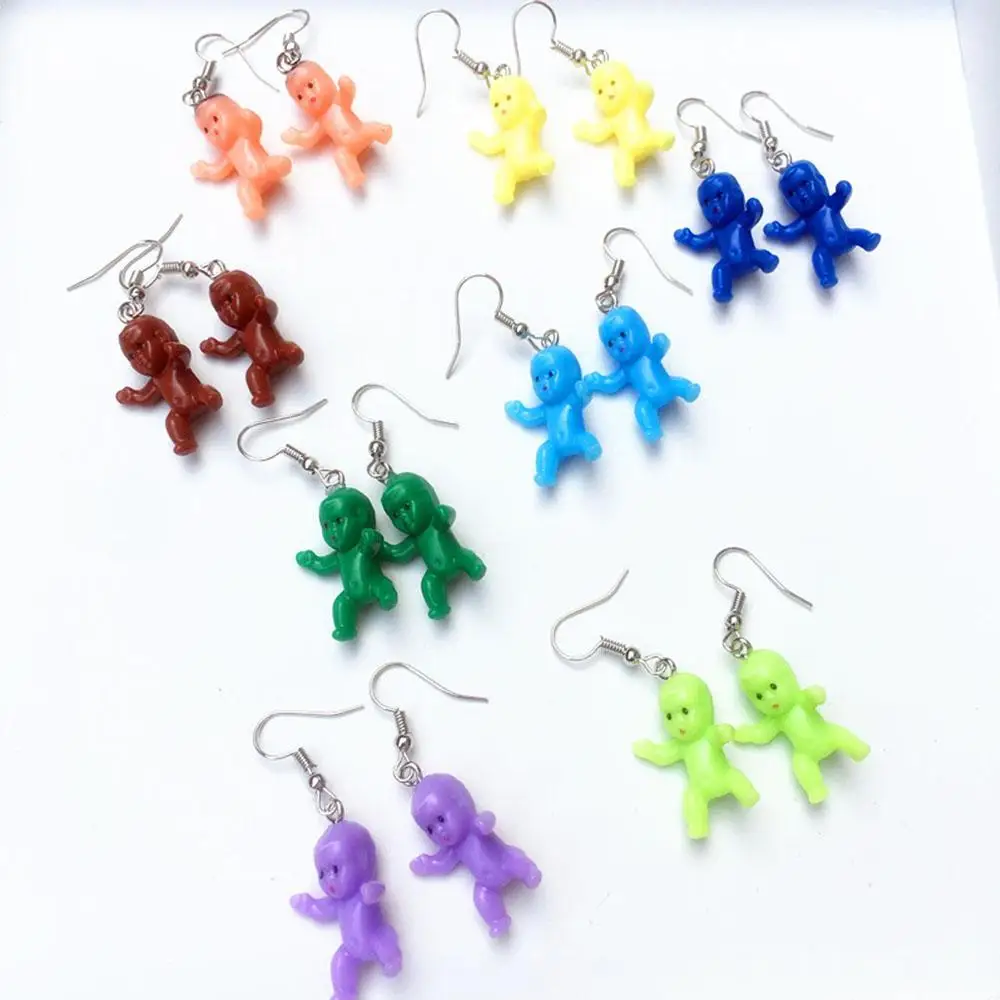 Funny Baby Shape Colorful Dangle Earrings For Women Girl Creative Harajuku Cool Drop Earrings Party Statement Jewelry 1Pair