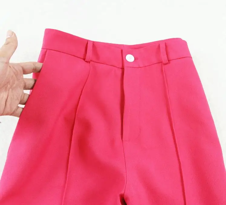 Модный женский костюм весна лето высококачественный OL розовый OL деловой костюм+ широкие длинные штаны женский костюм из двух предметов
