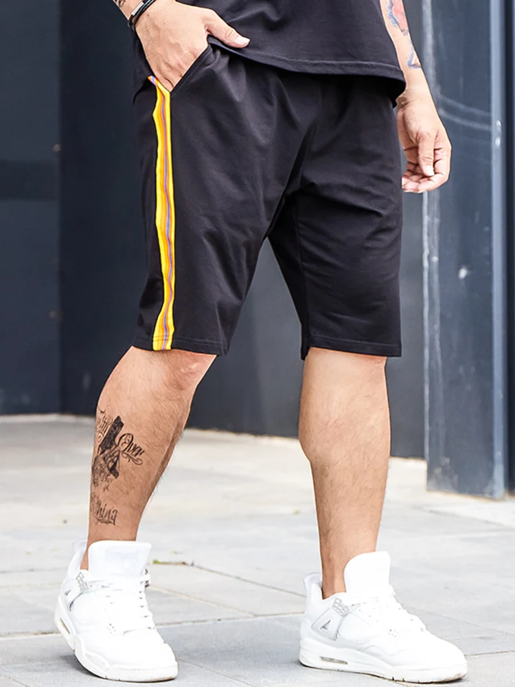 Black Friday plus size mens fitness gym shorts cotton football striped sport bodybuilding jogger shorts running men beachwear pants summer
