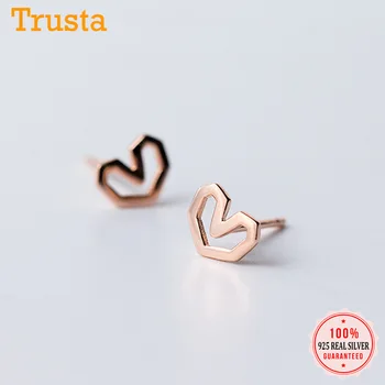 

Trustdavis Authentic 925 Sterling Silver Fashion Cute Tiny Hollow Nice Heart Stud Earrings for Women Wedding Jewelry Gift DS194