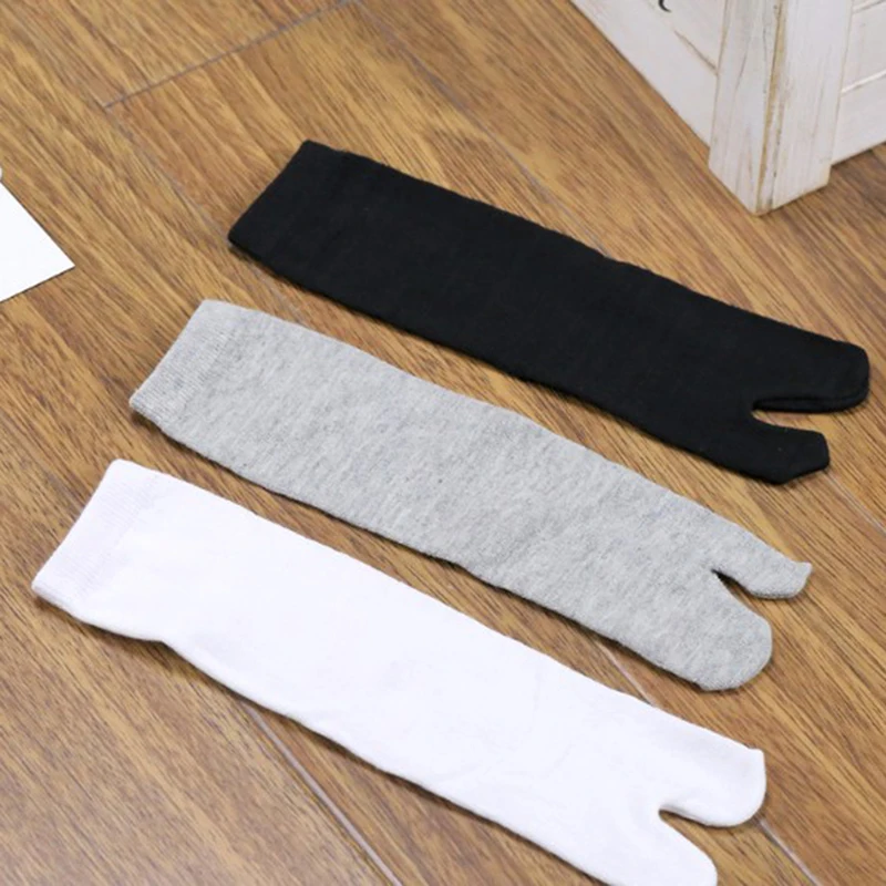 Носки из бамбукового волокна с двумя пальцами, японские черные и белые, сандалии с разрезом, ниндзя, летние шлепанцы