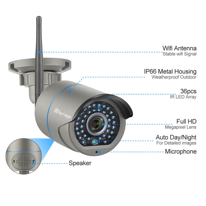 Techage 8CH H.265 двухполосная говорящая аудио Wifi камера система NVR 4 шт. Беспроводная 2MP CCTV ip-камера HD P2P комплект видеонаблюдения