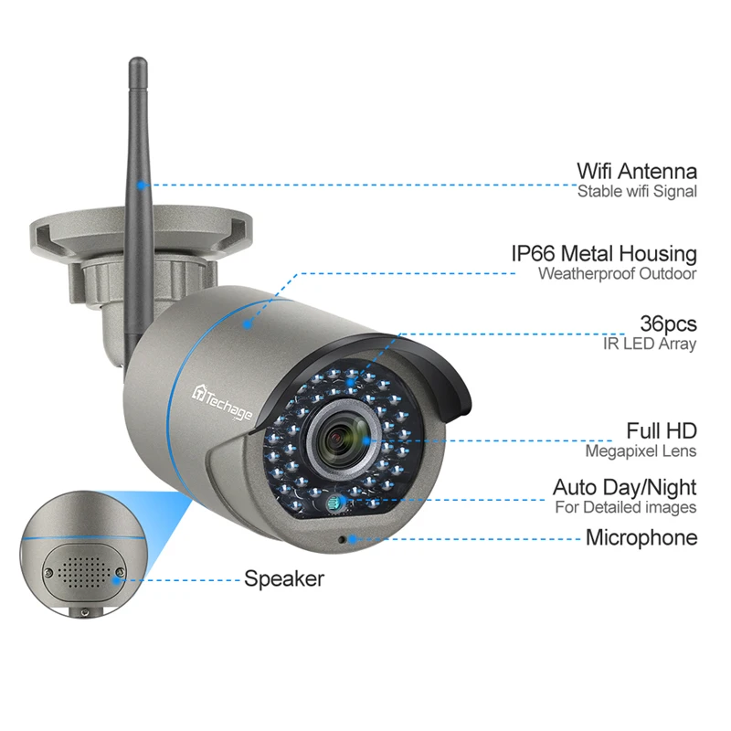 Techage 8CH H.265 Wifi system kamer NVR dwukierunkowy dźwięk bezprzewodowy 4/6/8 Pcs 2MP kamera ip cctv HD P2P zestaw do nadzorowania wideo Techage 8CH H.265 Wifi system kamer NVR dwukierunkowy dźwięk bezprzewodowy 4/6/8 Pcs 2MP kamera ip cctv HD P2P zestaw do nadzorowania wideo