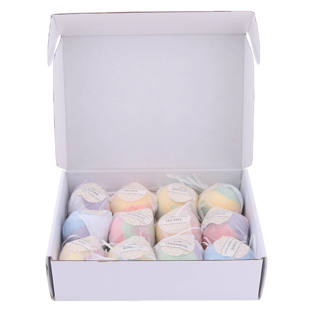 12pcs/Box Scented Bubble Bath Salt Essential Oils Bath Balls Set Kit for Women Men Children