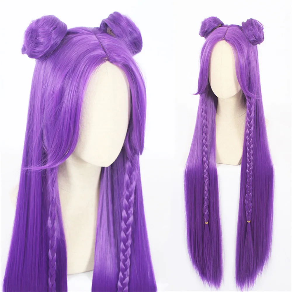 

Game Character LOL K/DA Kaisa Cosplay Wigs 90cm Long Purple KDA Heat Resistant Synthetic Hair Perucas Cosplay Wig