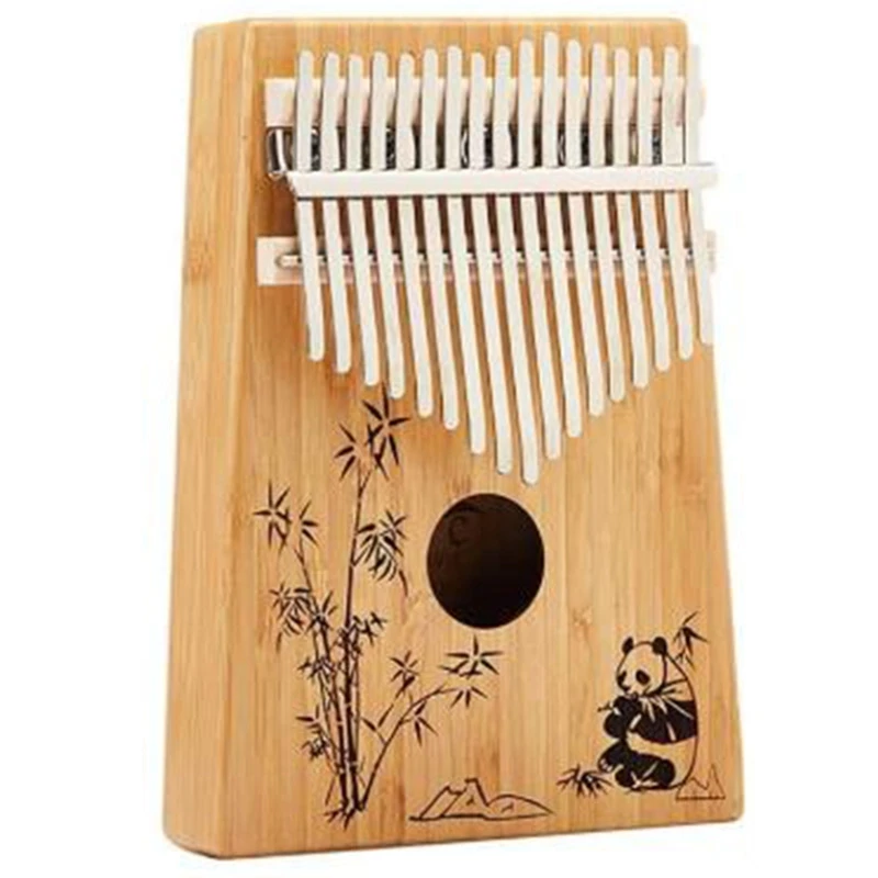 

Mbira Kalimba 17-Key Bamboo Thumb Piano, Marimbas Finger Instrument and Complete Accessories Learning Book Tuning Hammer
