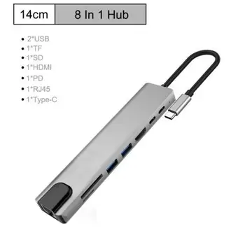 

8-in-1 USB-C Hub Multi-port Adapter USB-C Hub Type-C Multi-port Card Reader Adapter Aluminum Alloy 4K HDMI for Mac Pro