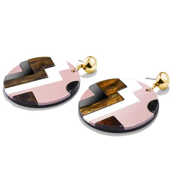 

2018 New Fashion Boho Bohemian Women exaggerated large Circular multiple Spelling pattern drop acetic acid plate earrings