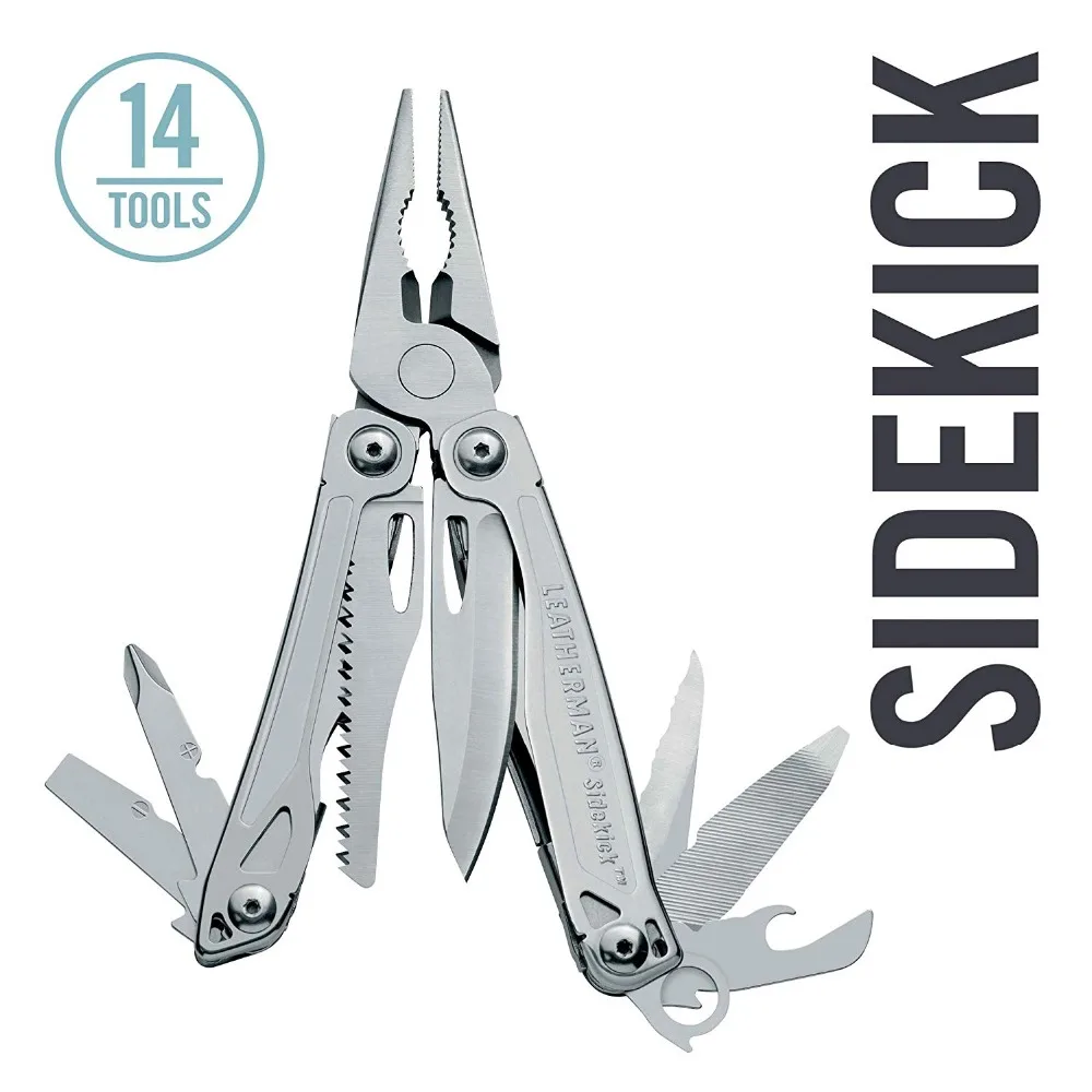 LEATHERMAN - Sidekick Pocket Size Multitool with Spring-Action Pliers and Saw Stainless Steel with Nylon Sheath