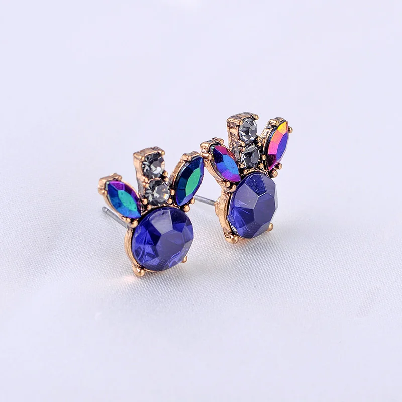 Позолоченные Кристальные серьги-гвоздики для женщин, модные ювелирные изделия, опт