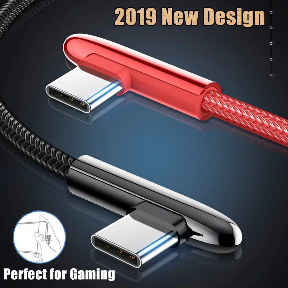 Jetjoy для Samsun Xiaomi Redmi; Huawei счетчики данных 90 ° локоть usb type C кабель Быстрая зарядка шнур для телефона свинцово зарядное устройство провода 2.4A
