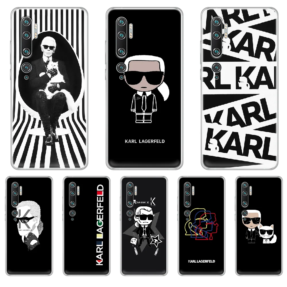 

brand Designer Lagerfeld Phone Case cover hull For XIAOMI MI 3 4 5 5X 8 9 10 se max pro a2 9T note lite transparent Etui art