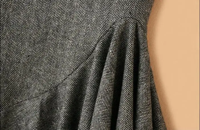 Размера плюс 4XL! Нерегулярные рыбий хвост юбка с высокой талией для женщин зимняя Обтягивающая одежда чистого цвета на один шаг шерстяная юбка TB3781