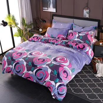 

YanTing 190g Flannel Bedding Set Include One Duvet Cover and Two Pillowcase Keep Warm and Comfortable Do not dry clean