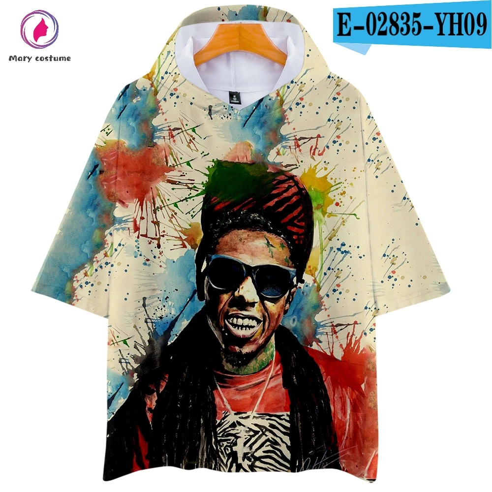 Lil Wayne толстовка для отдыха с коротким рукавом Толстовка с капюшоном для женщин Лето Горячая Мода Тренд Harajuku уличная - Цвет: As shown