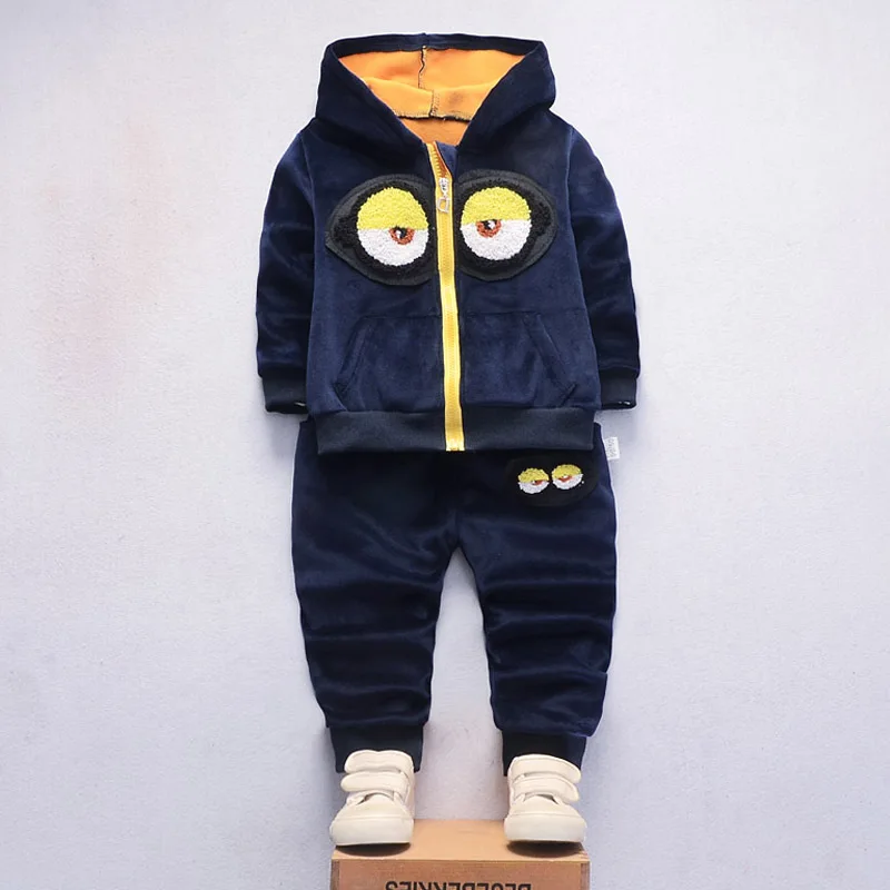 

Childrenswear 2019 Children Fall And Winter Clothes Children Baby Cute Double-sided Plush with Big Eye Hoodie Suit