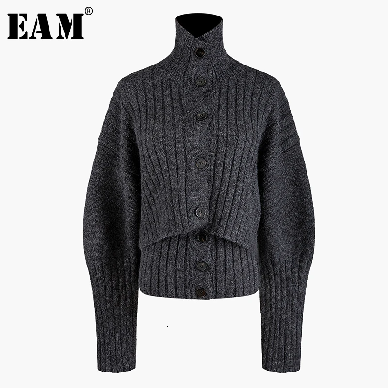 

[EAM] Black Two Piece Knitting Sweater Loose Fit Turtleneck Long Sleeve Women Pullovers New Fashion Tide Spring 2020 1N054