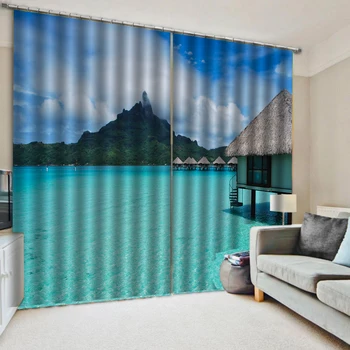

Beautisful scenery landscape curtains blue curtain indow Blackout Luxury 3D Curtains set For Bed room Living room Office Hotel