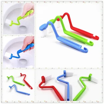 

AA Newest Hot Useful Curved Small Bathroom Kitchen Toilet Cleaning Brush Corner Rim Cleaner Curved Bowl Handle Home Cleaning